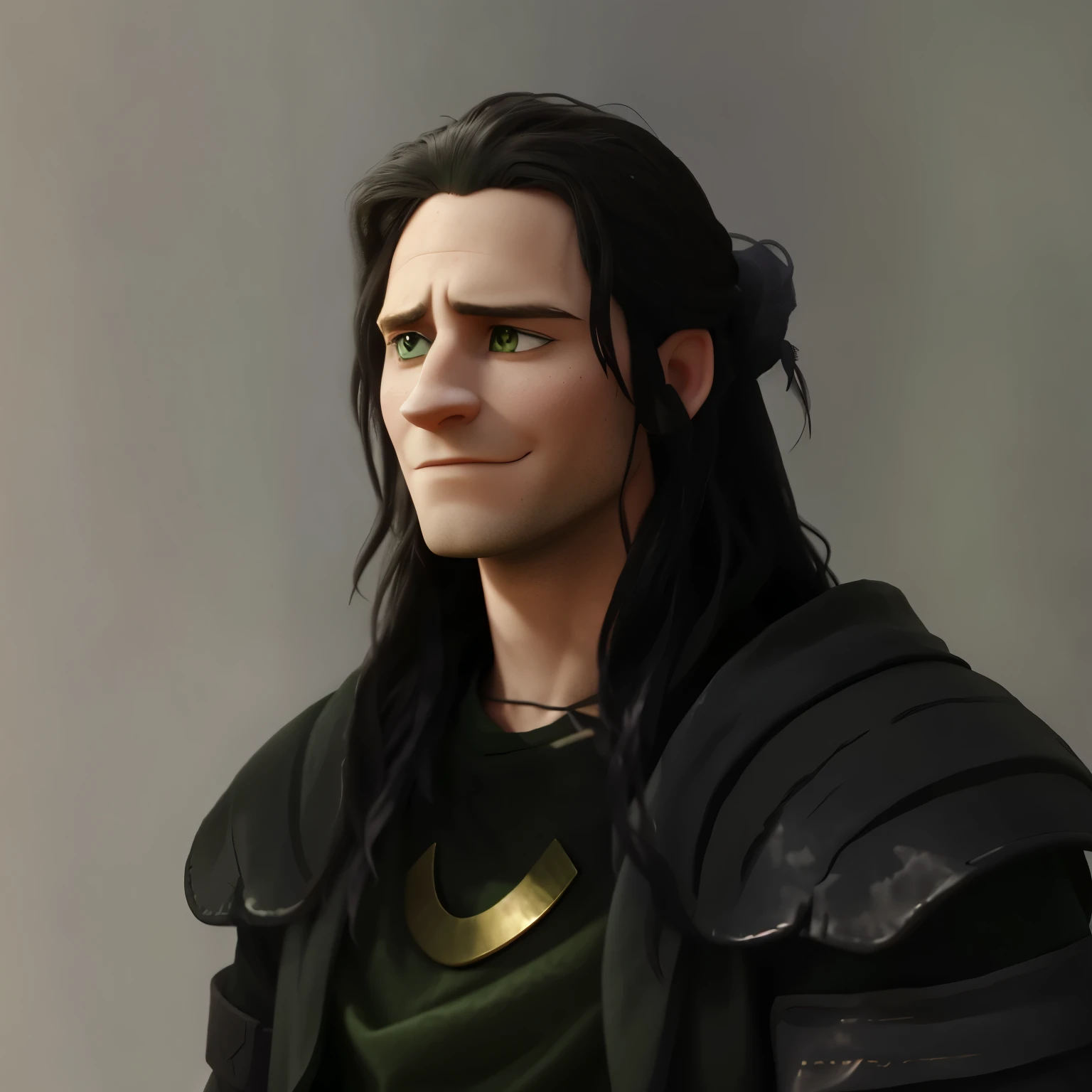 arafed image of a man with long hair and a green shirt, loki portrait, loki, the god of mischief, portrait of fin wildcloak, a portrait of a male elf, loki horns, elven character with smirk, a male elf, fan art, similar to legolas, asgardian, elven, inspired by Sigurd Swane