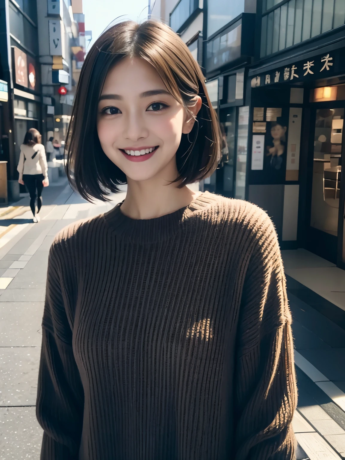 I want to see a video of this person talking。「Hi there」Let me say that。Soio、rough touch angle、Smile、Beautiful Japan actress、27 years old、short haired、highest quality、masterpiece、ultra high resolution、Live shooting、1人、
