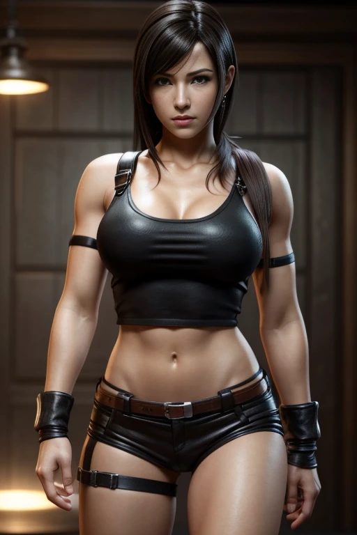 Tifa Lockhart, (skin texture:1.1), (high detail face:1.1), high detail body, high detail clothes, (masterpiece), (realistic), ultra high definition, 4k, ultra high resolution, photo by Arny Freytag