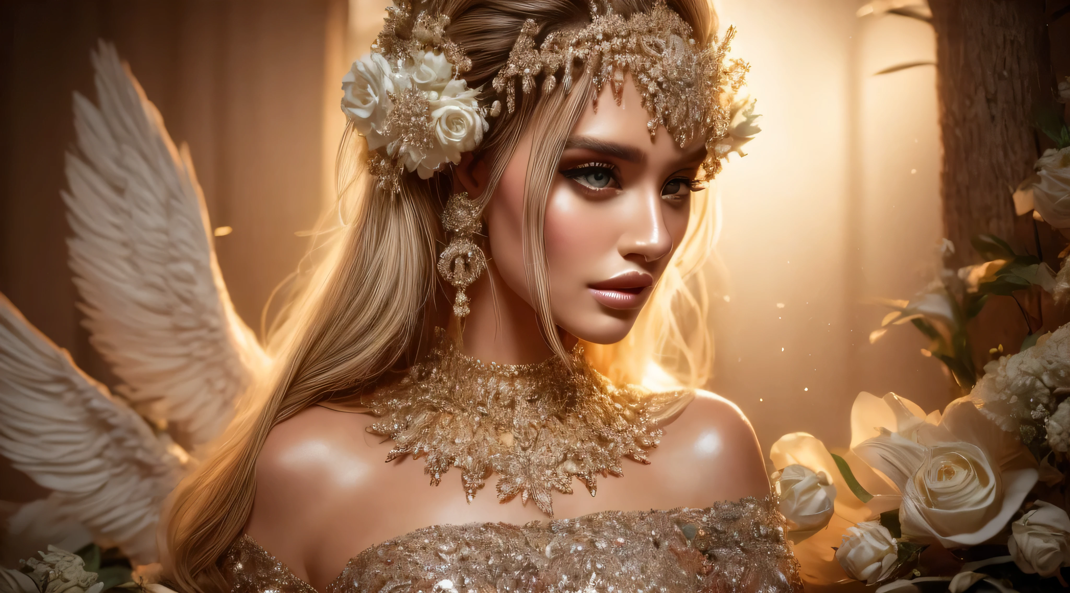 ((melhor qualidade: 1.5)), ((obra de arte: 1.5)), (hiper-realista), (detalhes intrincados) (volumetric), arte oficial, papel de parede da unidade 8k, beautiful and aesthetic, cores vivas, elegante, dynamic angle, tiro de vaqueiro, a mais bela forma de caos, atmospheric, romantismo, design brutalista, (zenemaranhado, mandala, emaranhado, enemaranhado), (flower ecstasy: 1.2)arte conceitual, detalhes intrincados, altamente detalhado, fotorrealista, [OTOY Octane rendering], Motor irreal, Dynamic Pose, high resolution, (rosto realista: 1.1), (hiperrealista: 1.1), Olhos Perfeitos, Penteado, perfect hands, extremely fundo detalhado, dynamic background, (estilo-swirlmagic: 0.9), olhando para baixo, Sozinho, tronco, fundo detalhado