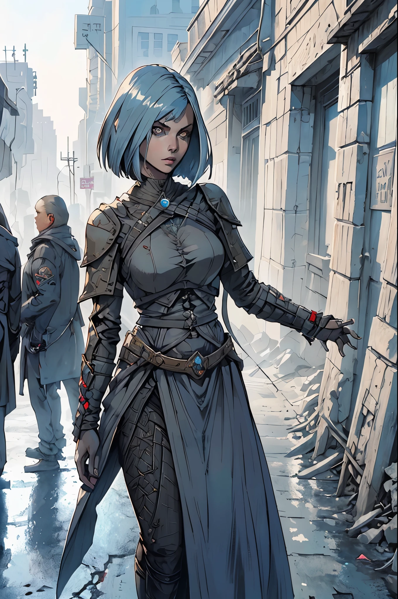 1 beautiful female, heavy metal , bobcut
fututristic, city street
enki bilal
realistic,