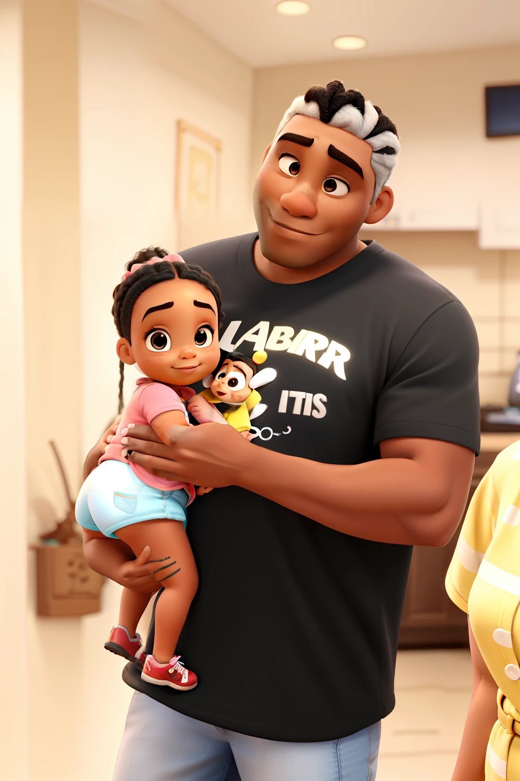 Um pai e sua filha estilo disney pixar de alta qualidade ...the father is a black man and his daughter is beautiful in a diaper