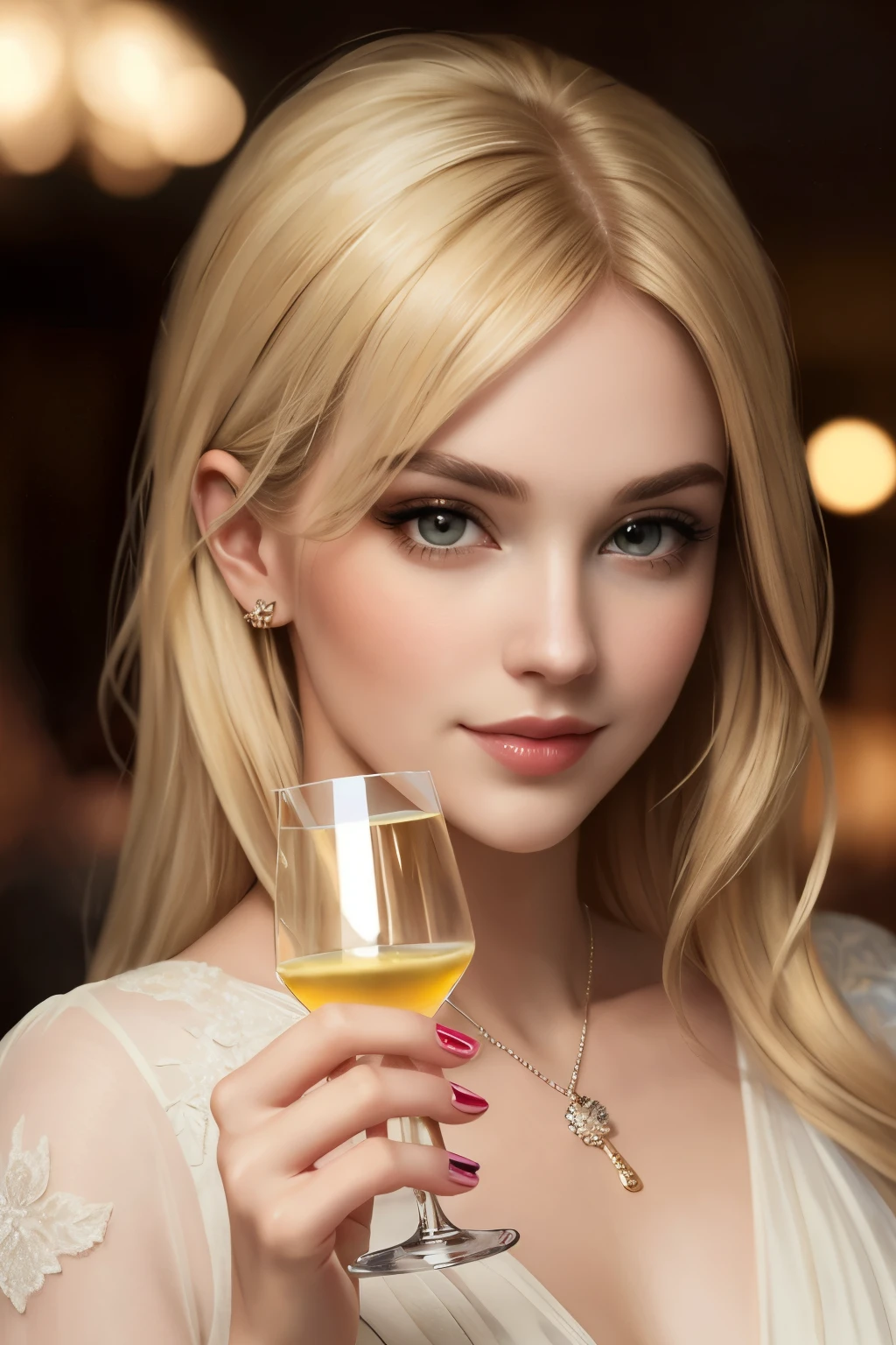 ((best quality)), ((masterpiece)), (detailed), perfect face
blonde elegant rich girl holding glass of martini