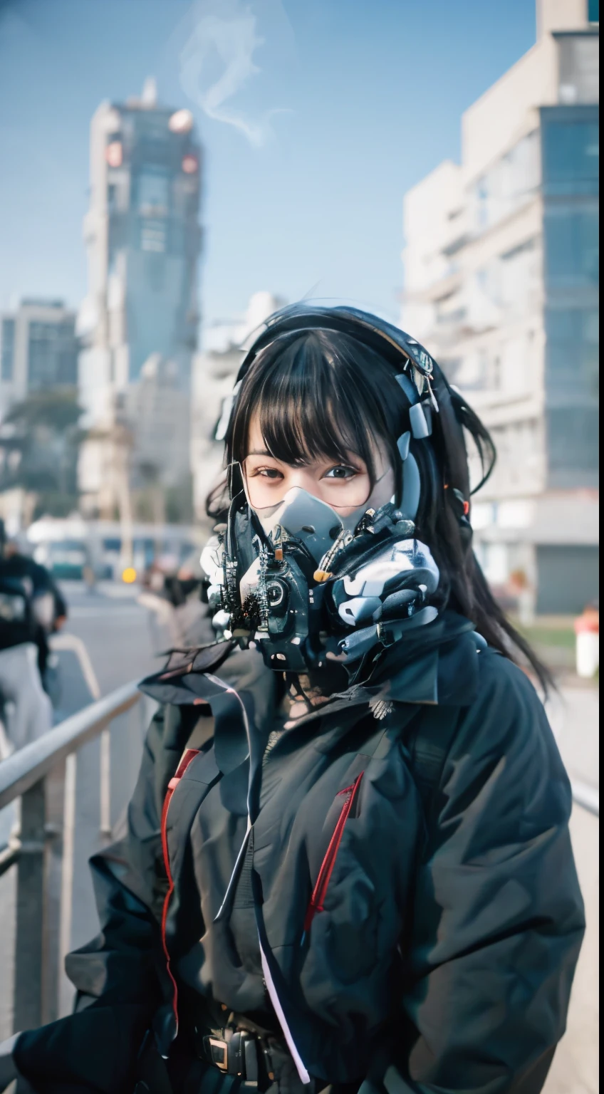 ((Best Quality)), ((Masterpiece)), (Very Detailed:1.3), 3D, mecha, Beautiful cyberpunk woman with her pink mech in the ruins of a city in the forgotten war, wearing a steam mecha mask, Ancient technology, HDR (High Dynamic Range), ray tracing, NVIDIA RTX, super resolution, unreal 5, subsurface scattering, PBR texture, post-processing, anisotropic filtering, depth of field, maximum sharpness and sharpness, multi-layer texture, albedo and highlight maps, surface shading, Accurate simulation of light-material interactions, perfect proportions, octane rendering, duotone lighting, low ISO, white balance, rule of thirds, wide aperture, 8K RAW, high efficiency sub-pixels, subpixel convolution, luminous particles, light scattering, tyndall effect (whole body), (delicate facial features), (perfect face), dynamic angles.