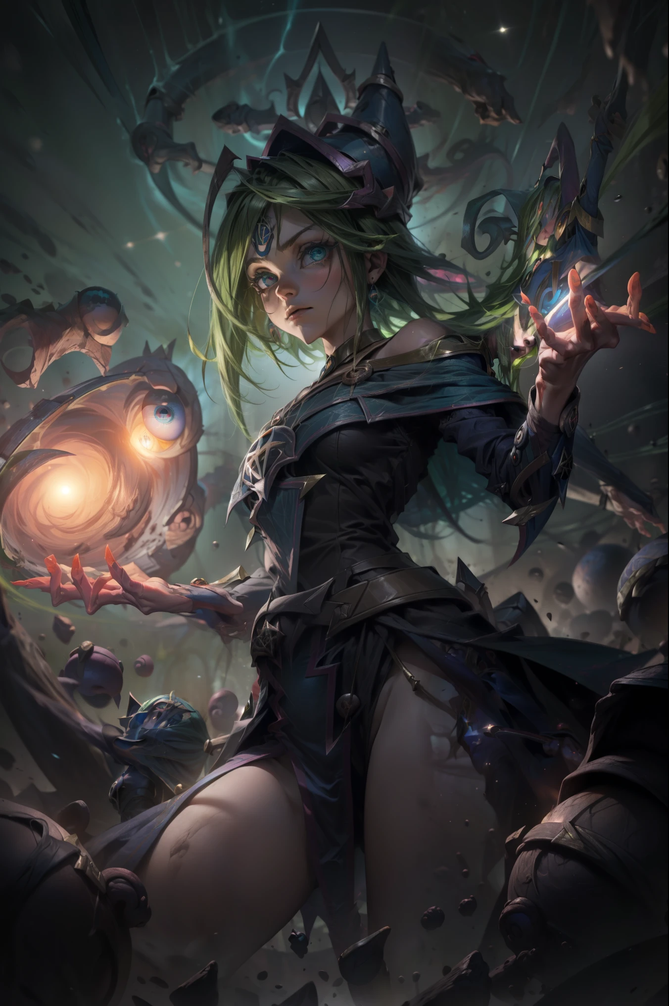 darkmagiciangirl, Maga Oscura, cabello rubio, gargantilla, (ojos verdes:1.5), Cabello largo,
QUEBRAR bare shoulders, calzado azul, sonrojarse, sonrojarse stickers, escote, clavicle, Monstruo de duelo, tiene, fuera del hombro, pentacle, wizard tiene, (Ropa azul:1.5),
QUEBRAR looking at viewer,
QUEBRAR outdoors, Ciudad,
QUEBRAR (Obra maestra:1.2), La mejor calidad, high resolution, Unidad 8K Fondo de pantalla, (illustration:0.8), (hermosos ojos detallados:1.6), Cara extremadamente detallada, Perfect lighting, CG extremadamente detallado, (Manos perfectas, Perfect anatomy),