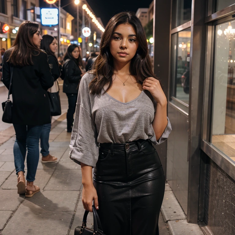 Beautiful Latina woman, casual dressed for a night out in the city 