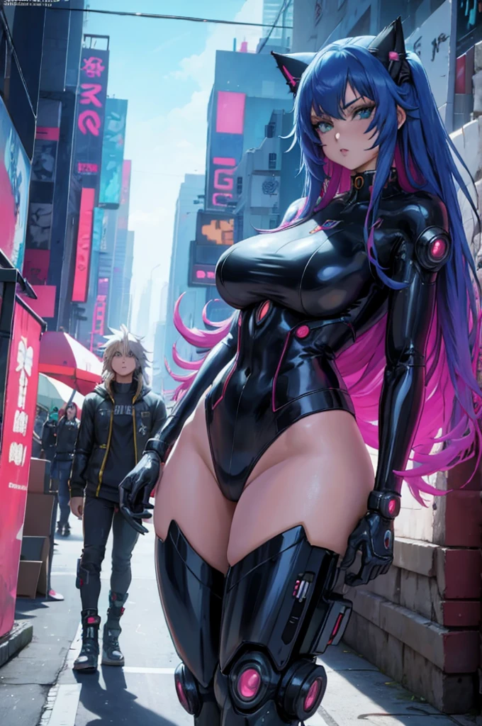 anime girl with long hair and cat ears in a city, digital cyberpunk anime art, cyberpunk anime girl mech, female cyberpunk anime girl, cyberpunk anime girl, anime cyberpunk art, cute cyborg girl, digital cyberpunk - anime art, cyberpunk anime art, oppai cyberpunk, anime style 4 k, perfect android girl, cyberpunk beautiful girl, beutiful girl cyborg