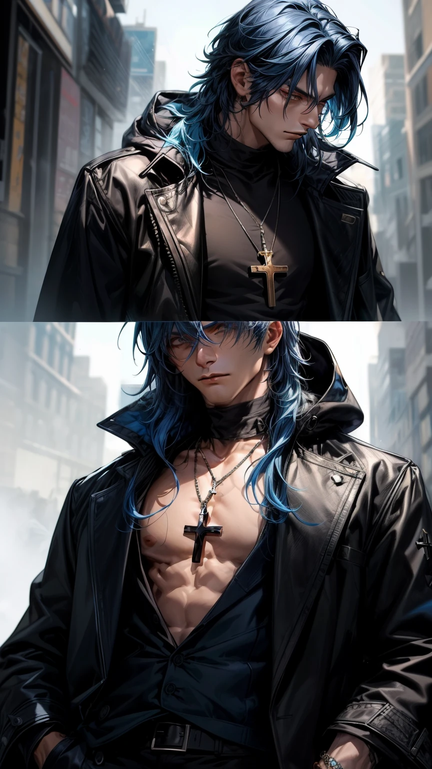 score_9, score_8_up, score_7_up, source_manhwa hentai, best quality, clean face, Lee Ho-seok, man, blue hair with white streaks, blue eyes, long hair, big breasts, perfect body, looking at viewer, sexy expression, sexy jockstrap , provocative clothing, in a crowded concert hall, standing, acoustic angle, from behind, big ass, low angle, kpop ear microphone