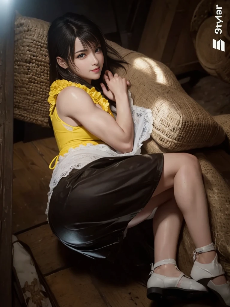 (best quality,ultra-detalhado),(Realistic:1.37),Tifa Lockhart,Rosto bonito e detalhado, textura ultra realista, rosto delicado, corpo delicado, Fit physique, cute smile expression