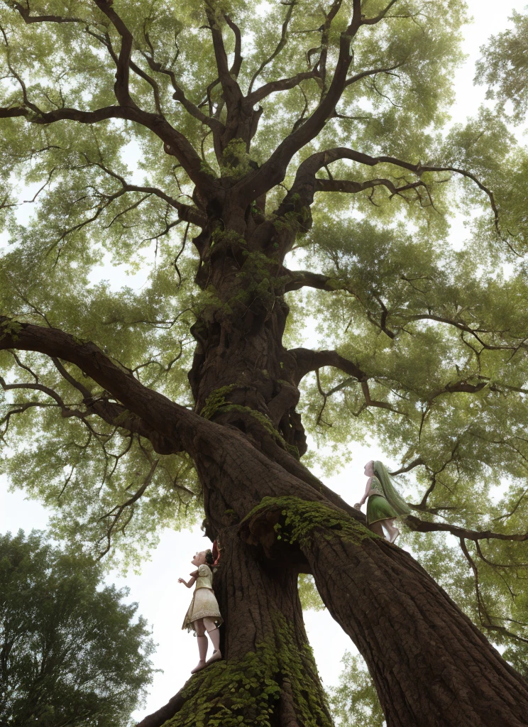 Nahida stands below an enormous tree, as she looks up into the branches at a mystical space that seems to open into another world