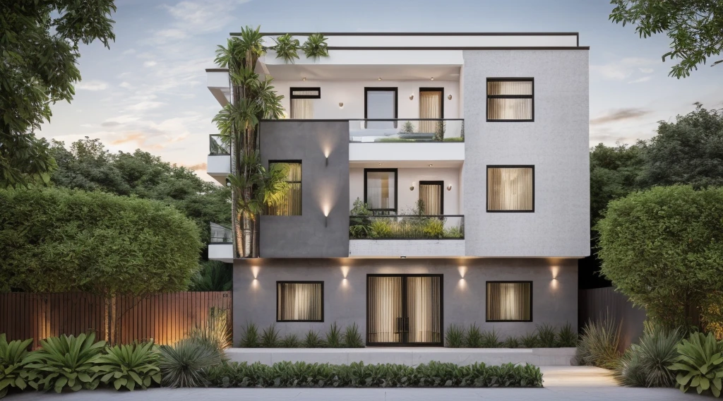 RAW photo,Masterpiece, high quality, best quality, authentic, super detail,
exterior, house style modern on the garden with glass windows, glass doors,stains, balcony, railing glass
the style of dark gray and bronze,bold black outlines, clean lin,modernism,Realistic reflexes,realistic light, beautiful summer sky, trees, grass
(day:1.1), vivid colour, vray