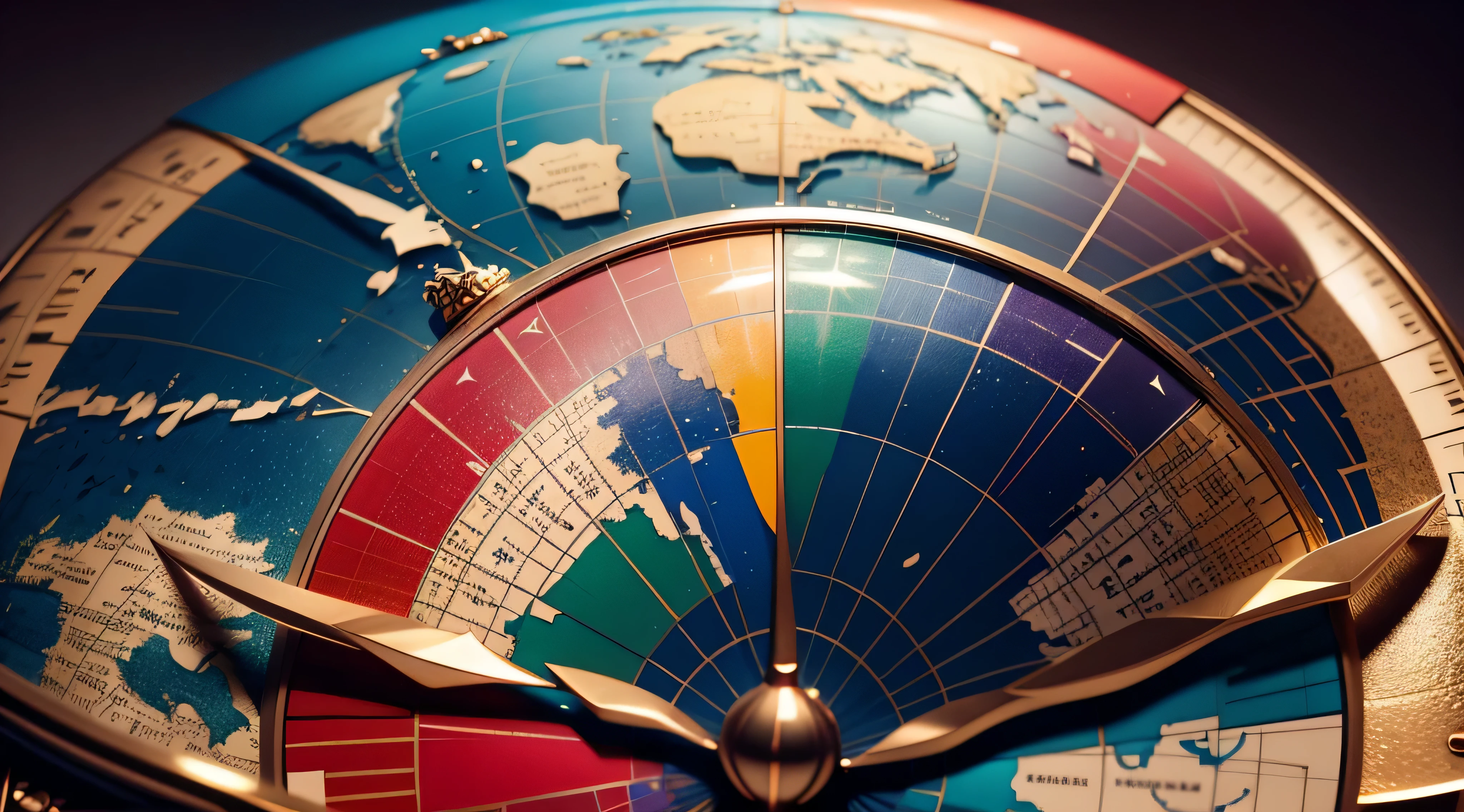 there is a geography globe, each country has a different color, colorful, rainbow, realistic, high quality, sharp focus, high details,