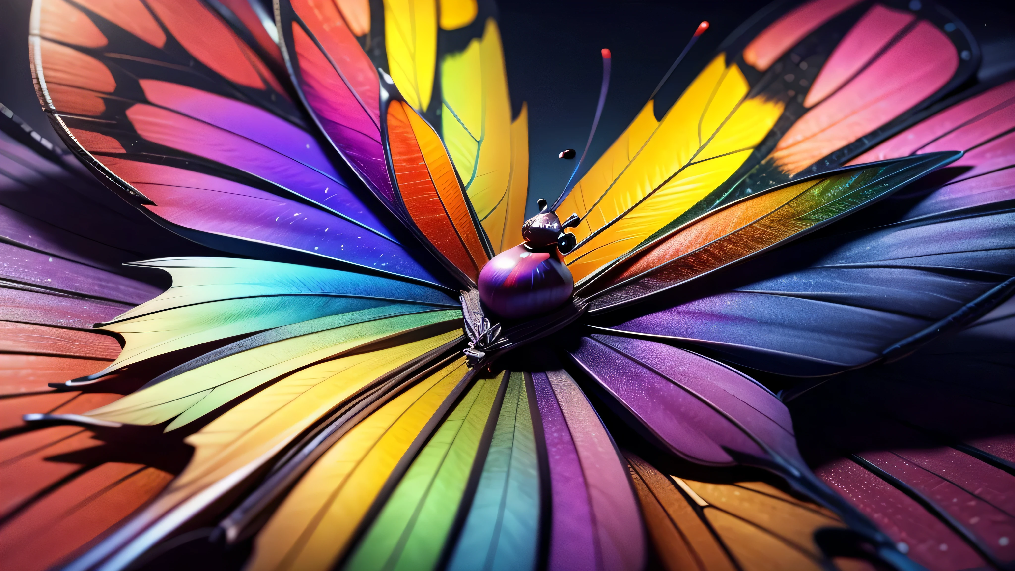 butterfly, rainbow, colorful, realistic, high quality, sharp focus, high details,