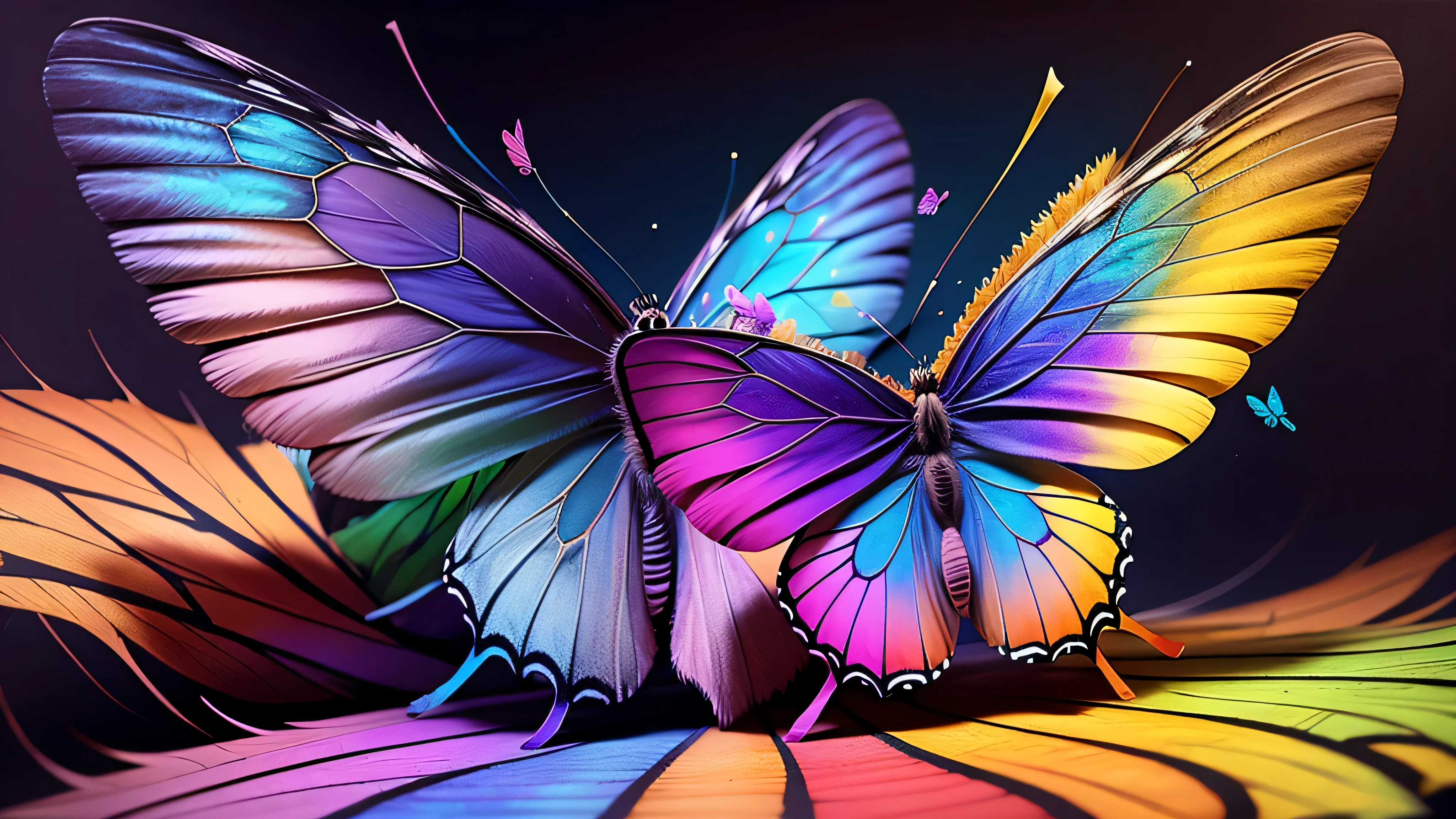 butterfly, rainbow, colorful, realistic, high quality, sharp focus, high details,