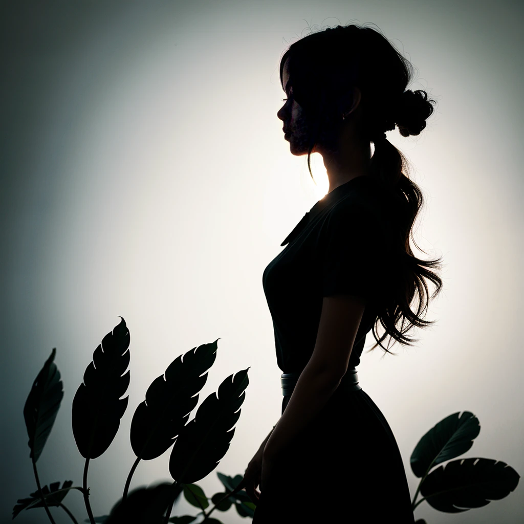 Silhouette Art of girl i black annd white