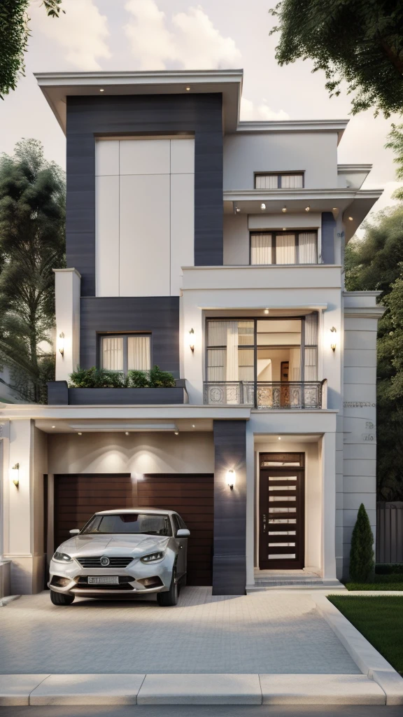 ultra realistic, best quality, ultra highres,
neoclassical_exterior, modern villa, traffic street, cloud sky, daylight