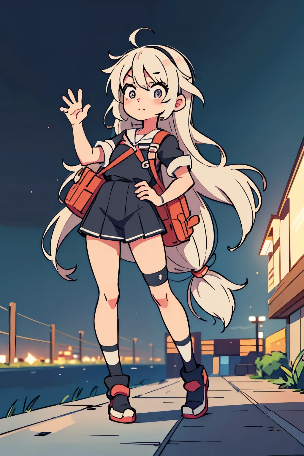 anime girl waving with train in background, cute anime girl, anime visual of a cute girl, kantai collection style, (anime girl), young anime girl, anime girl, beautiful anime high school girl, black and white manga style, an anime girl, monochrome artwork!!, small curvy loli, black and white manga, cute anime, pretty anime girl