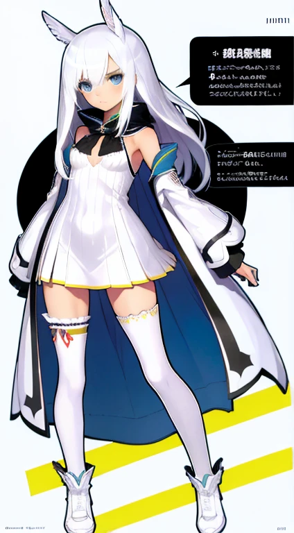 (((Best Quality))) , ((full body)), female, character design, solo, ( white background:1.3), holding staff, thigh high, side slit trench skirt, summer outfit, colorful outfit, bare arms, bareback, Bust Bodice, bare waist, standing, casual dress, bikini,