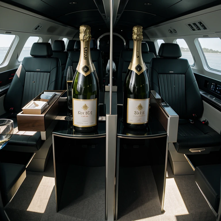  Privatjet, geld, Sekt