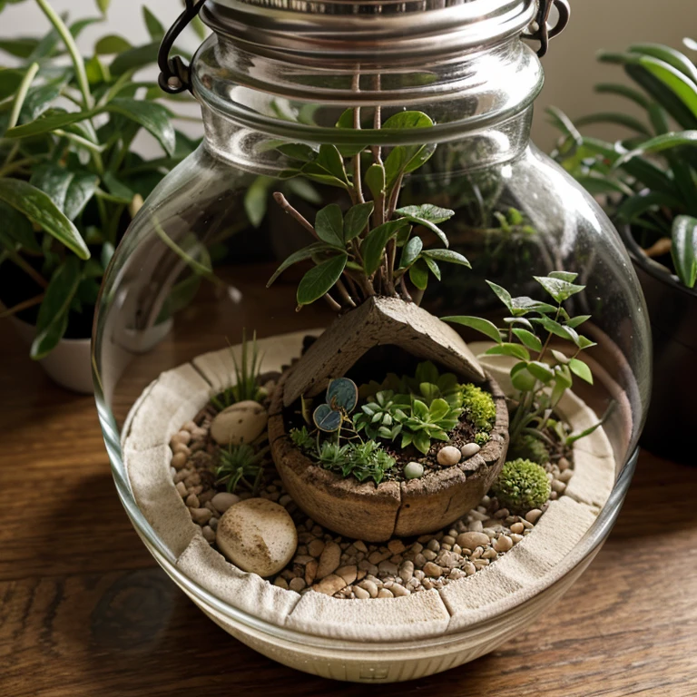 Mini ecosystem inside a light bulb