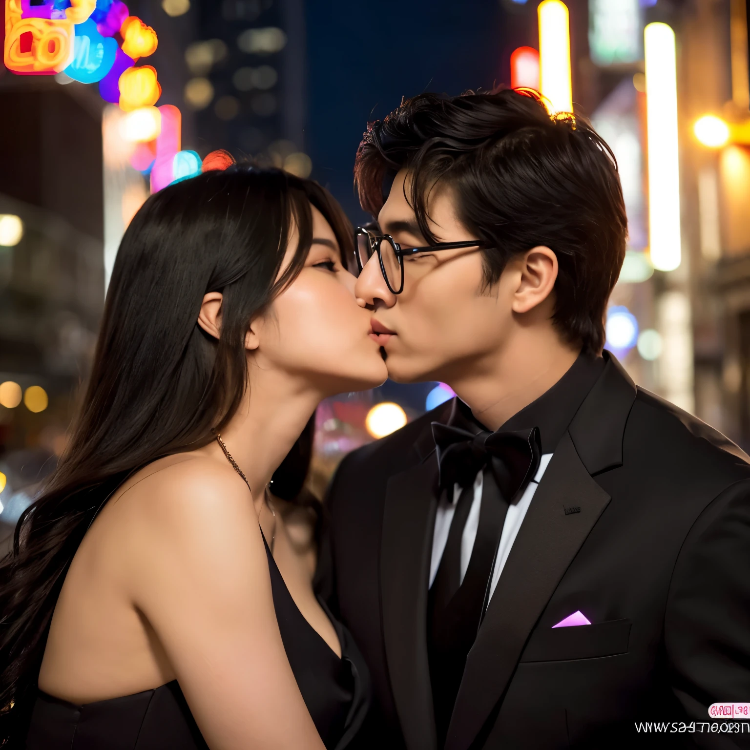 A girl wearing a black Santa costume puts her hand on her chin。The girl next to him is also wearing a black Santa costume and has her hand on her chin.。