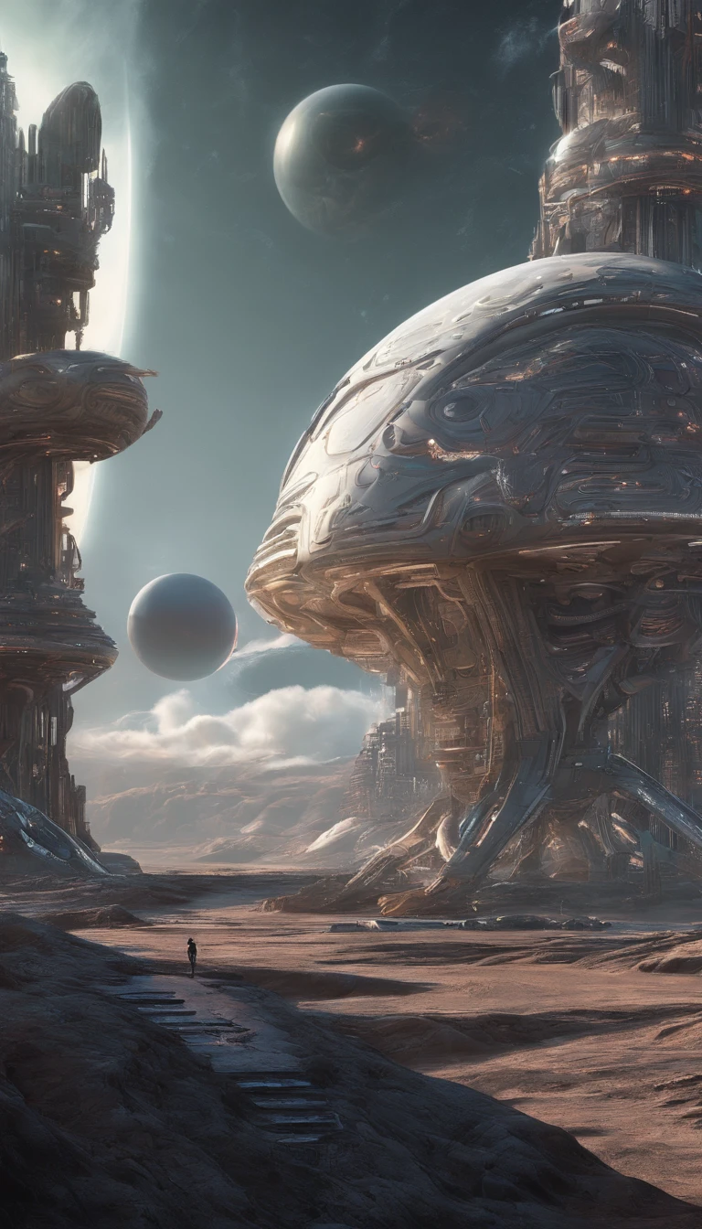 "Generate highly detailed and realistic sci-fi landscapes depicting otherworldly planets with advanced technology and alien architecture. The prompt is、Must include elements such as multiple months, luminescent flora, towering crystal structure, and lively, extraterrestrial sky. The landscape evokes a sense of wonder、Must transport the viewer to a futuristic and alien realm."