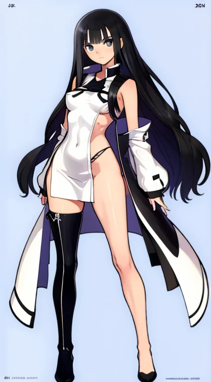 (((Best Quality))) , ((full body)), female, character design, solo, ( white background:1.3), holding sword, thigh high, side slit trench skirt, summer outfit, colorful outfit, bare arms, Bust Bodice, bare waist, standing, backless casual dress, bikini, sideless skirt,