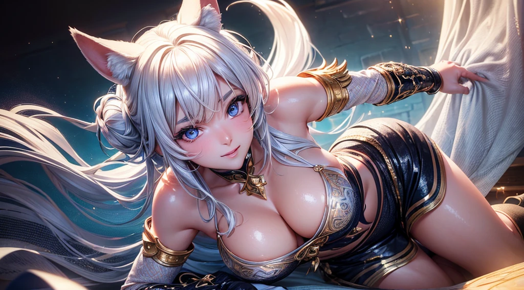 (beautiful ultra-detailed eyes, highly detailed skin, bright and glowing skin:1,1), (Physical Rendering, Professional Lighting, Photon Mapping, Radiosity, Soft Light, Lens Reflection: 1.3), unreal 5, (beautiful ultra-detailed eyes, highly detailed skin, bright and glowing skin:1,1), (fitness body), (Physical Rendering, Professional Lighting, Photon Mapping, Radiosity, Soft Light, Lens Reflection: 1.3), (best shadow), (3D: 0.5, realistic: 0.5, photo-realistic: 1.4), (Sharp focus: 1.5), (sharp focus:1.2), (beautiful face:1.1), (eye makeup:1.2), (tight body:1.2), (highest quality), (8k, best quality, masterpiece:1.3) ((masterpiece, best)), (best illustration), (high detailed skin:1.erfect face:1.1), (high detail:1.1), (detailed fantasy realm background: 1.3), Cinematic footage, full medium closeup, gorgeous 18-year-old kemonomimi woman soft pale skin, cute and youthful face, well-defined eyebrows, delicate nose, ultra-detailed:1.1, photo-realistic:1.4, depth of field, cinematic lighting, IMAX camera, HDR, DTM, Full HD, 8k, flared, medium breasts: 1.5, slim, smile, standing, 8K picture quality, sexy seduction, 4k, 8k, highres, best quality, plump and round lips 1.4, realistic:1.37 long, flowing:1.1 luscious, plump:1.1 sparkling sequins:1.1 subtle, 0.9 soft, warm:1.1 masterpiece:1.2, realistic:1.4, photo-realistic:1.37, ultra-detailed:1.1 busty animal ears, beautiful, detailed ears:1.1 best quality, 4k, highres, masterpiece:1.2 detailed, piercing eyes:1.1 masterpiece:1.2 very three-dimensional: 1.2