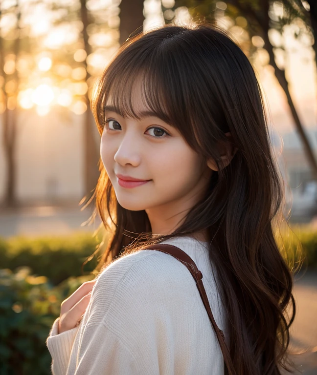 （highest quality、Reality、8k、Raw photo）、An image depicting a beautiful woman surrounded by morning sunlight as she welcomes a new day with a smile.、Backlight、An invigorating atmosphere