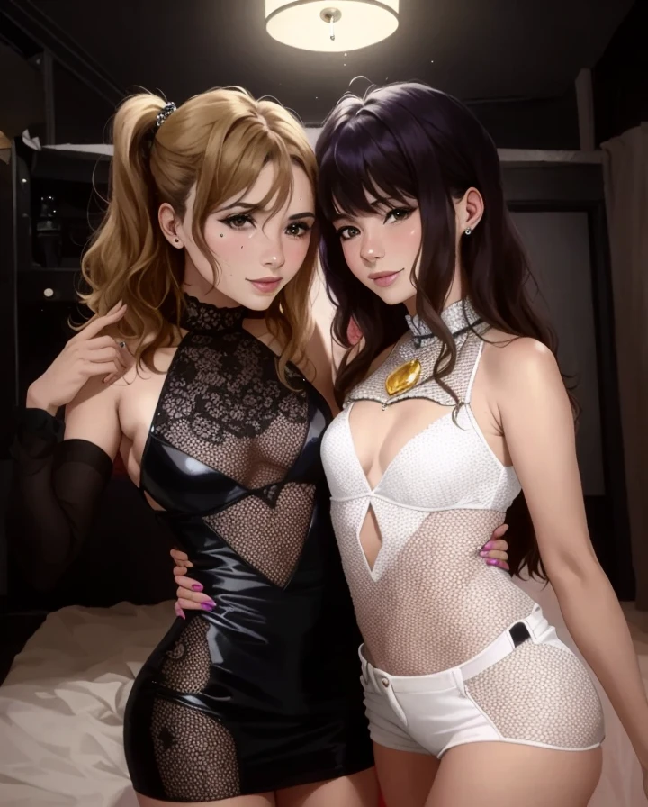 There are two women posing for a photo in a room, tomado en club nocturno, 1614572159, scandy y arender, foto tomada en 2 0 2 0, sexy :8, taken in the early 2020s, 2995599206, imagen de perfil