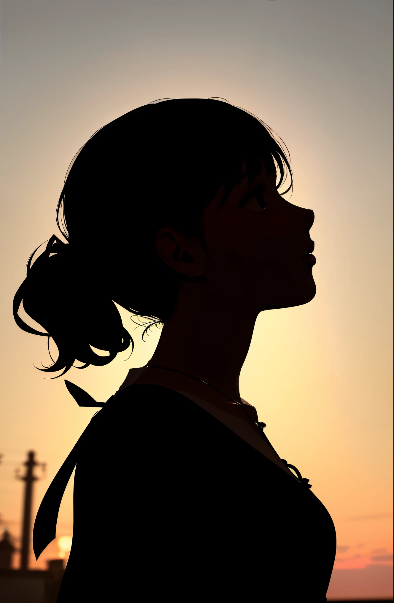 Profile face of a beautiful girl, looking to the side, background, beautiful silhouette