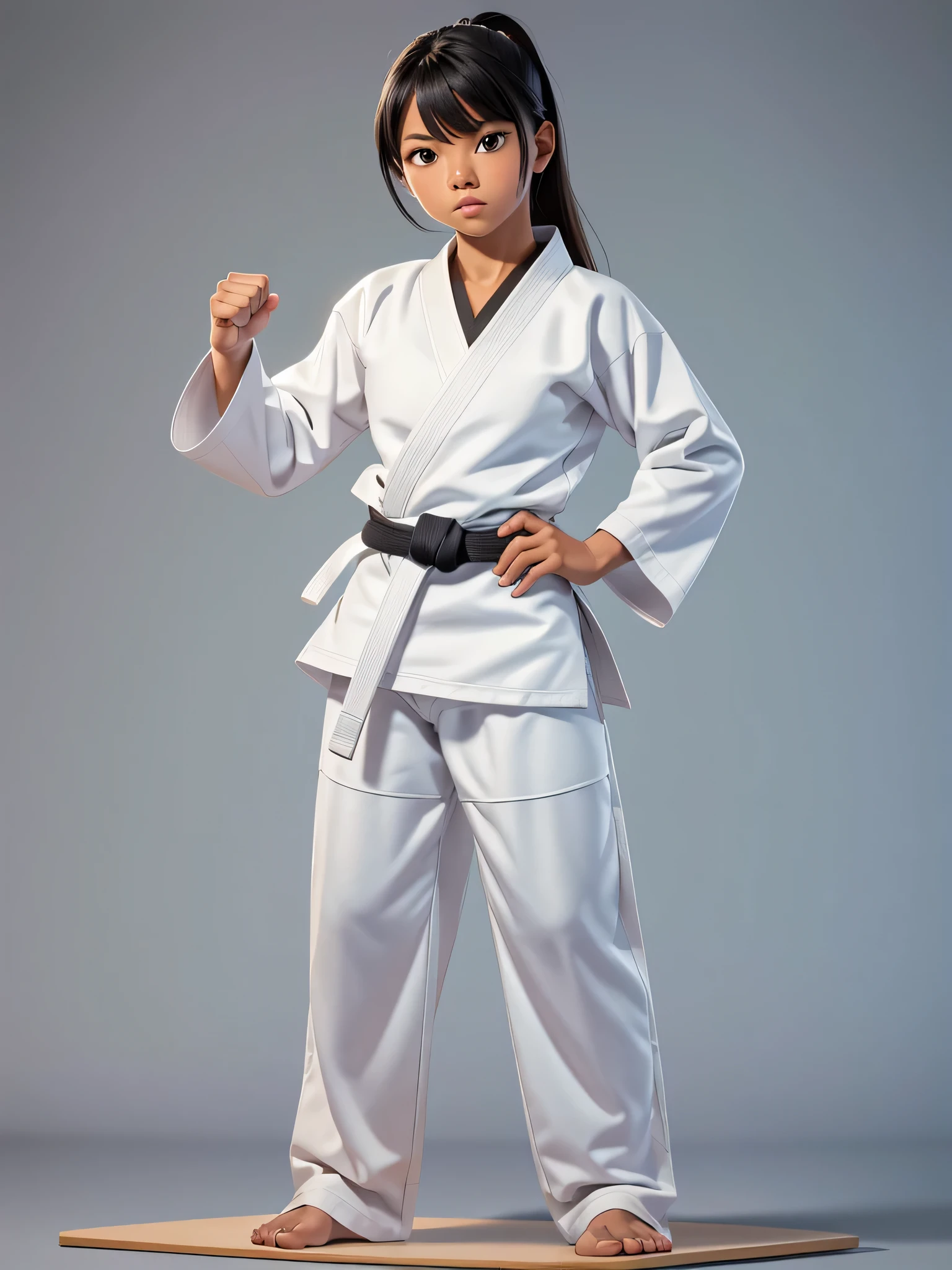 (8k, Foto CRU, qualidade de obra-prima: 1.2), It's three black girls, pele negra, in a judo pose, ((vestindo um judogi branco)) ((judogi branco com mangas compridas)), judo, judo pose, Artes marciais, children, ((cinto Verde)) principiante, postura de luta, Artes marciais, classification, competition winner, postura de luta, pose de arte marcial, in a dojo (tiro de corpo inteiro: 1) posando para fotografia, postura firme (tiro de corpo inteiro: 1).