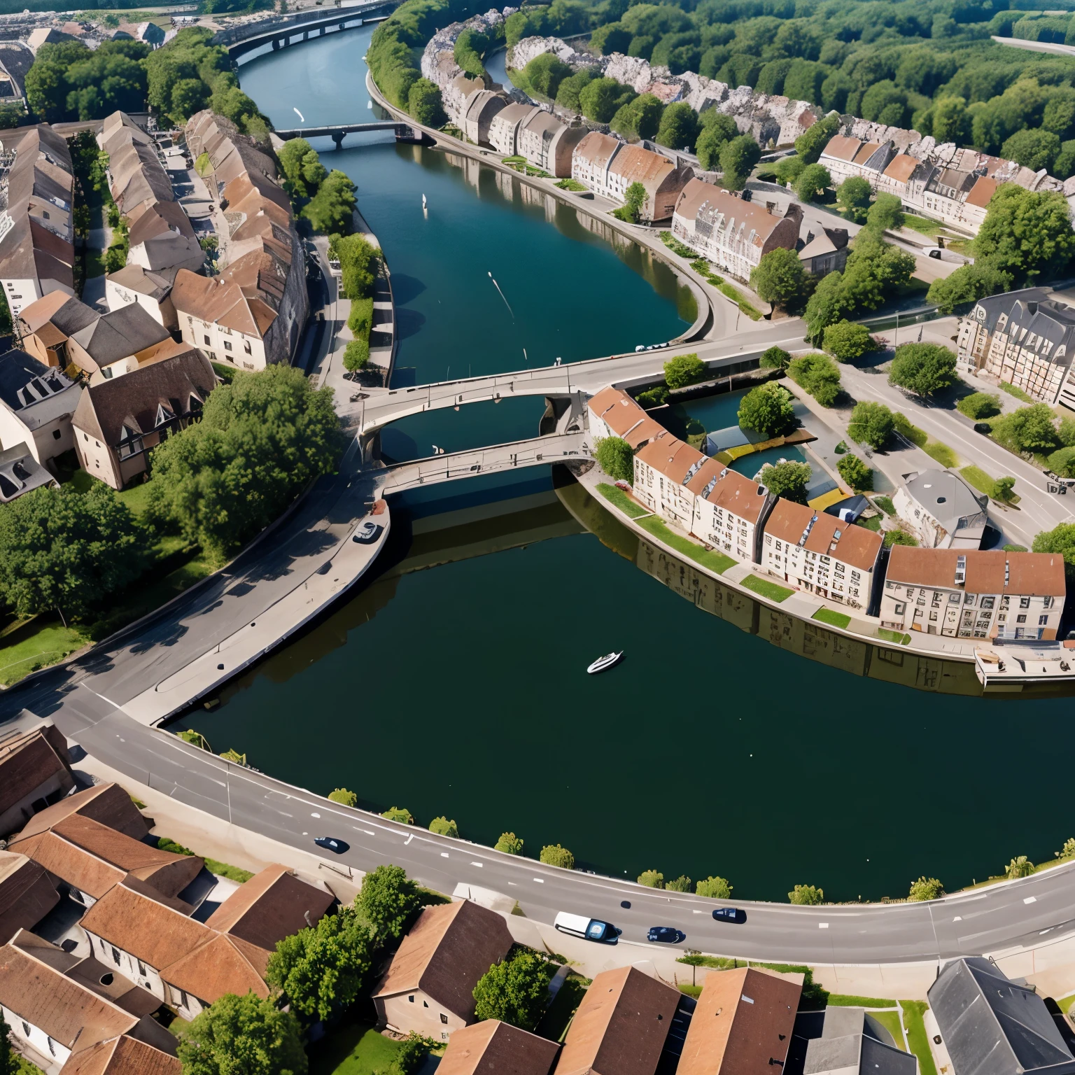 Une ville engloutie sous l'eau avec des batiments qui sortent de l'eau