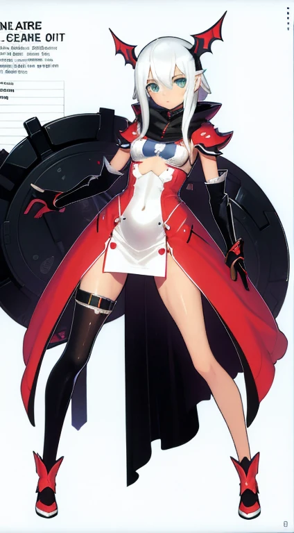 (((Best Quality))) , ((full body)), female, character design, solo, (white background), holding sword, gloves, thigh high, side slit trench skirt, blue, orange, green, violet, brown, white, colorful outfit, bare arms, bare waist, standing, backless casual dress, bikini, side slit skirt, gloves, armored dress,