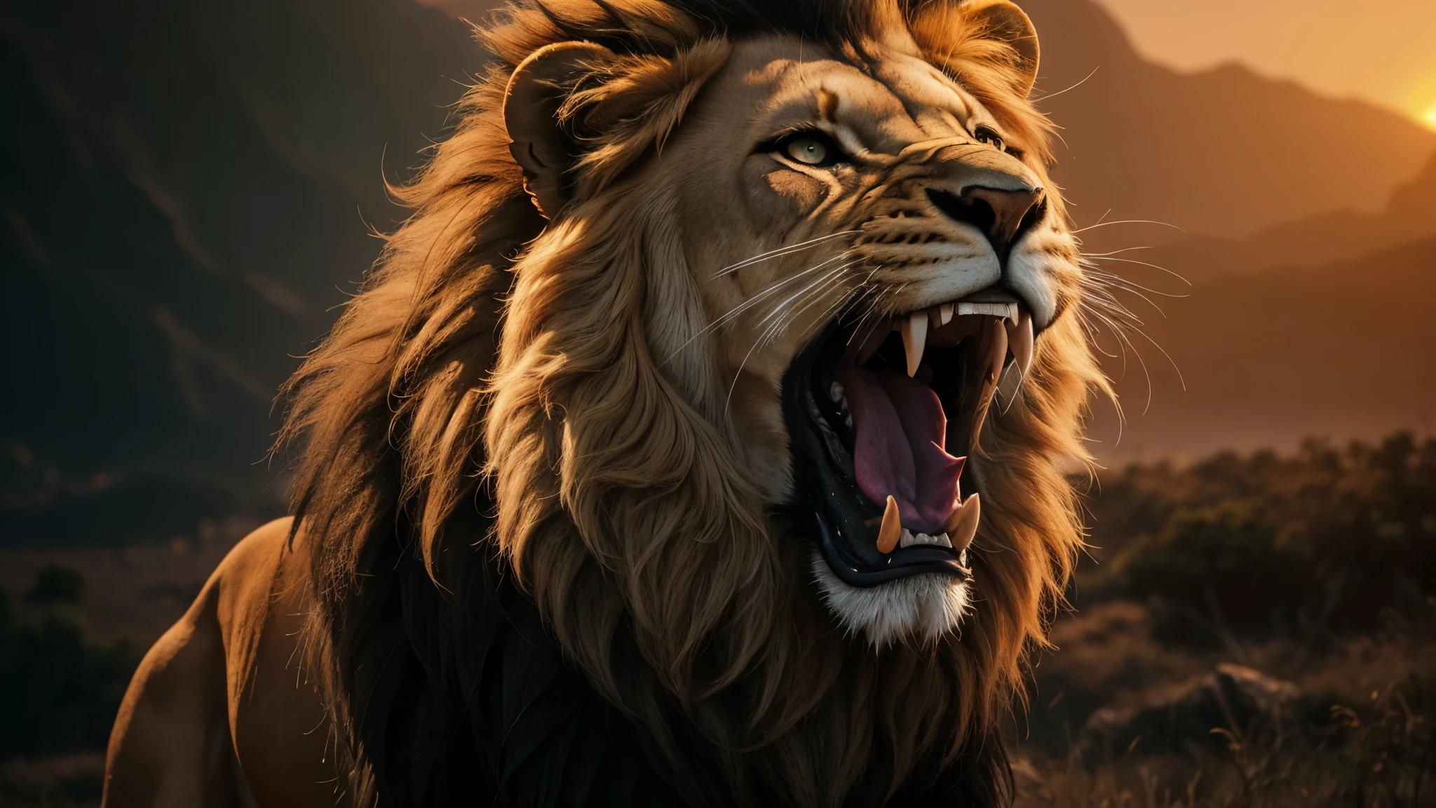 Lion, Divine Lion, Lion King, Lion Majestic, natural, Natureza, renderizado, fotorrealista, UltraHD, 4k, texturasdetalhadas, thunders, sombras detalhadas, cores detalhadas, por do sol, sol se pondo, Sunset, Natureza Linda, Great Divine, por do sol, contraste detalhado, contraste realista, high resolution, cores detalhadas, fogo, eletricidade, divina criatura, 8k, Detailed Realistic, 16K, 8K, HD, Elegante,