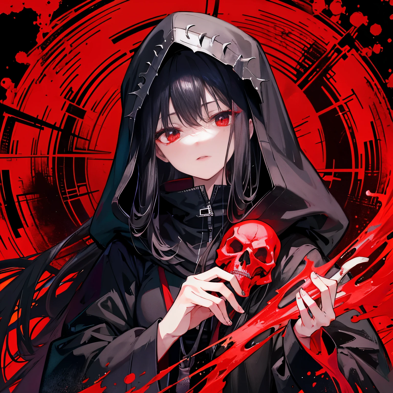 Metalhead boy, Black long hair boy, close face, pale skin, vampire, dark theme, Skull mask, lsdo brand, tunic of ceifsdo, reaper's tunic , Reaper, ghost flying, green ghosts