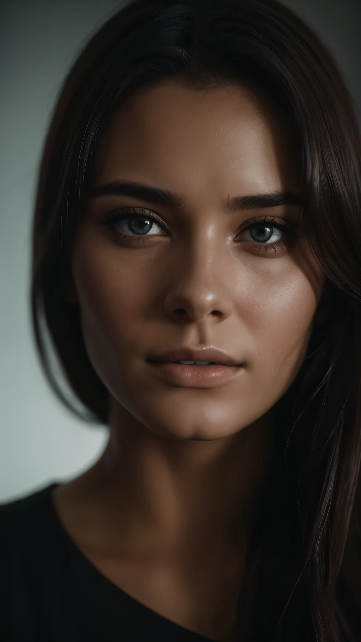 (close-up, editorial photograph of a 21 year old woman), (highly detailed face:1.4) (smile:0.7) (background inside dark, moody, private study:1.OV, by lee jeffries, nikon d850, film stock photograph ,4 kodak portra 400 ,camera f1.6 lens ,rich colors ,hyper realistic ,lifelike texture, dramatic lighting , cinestill 800,