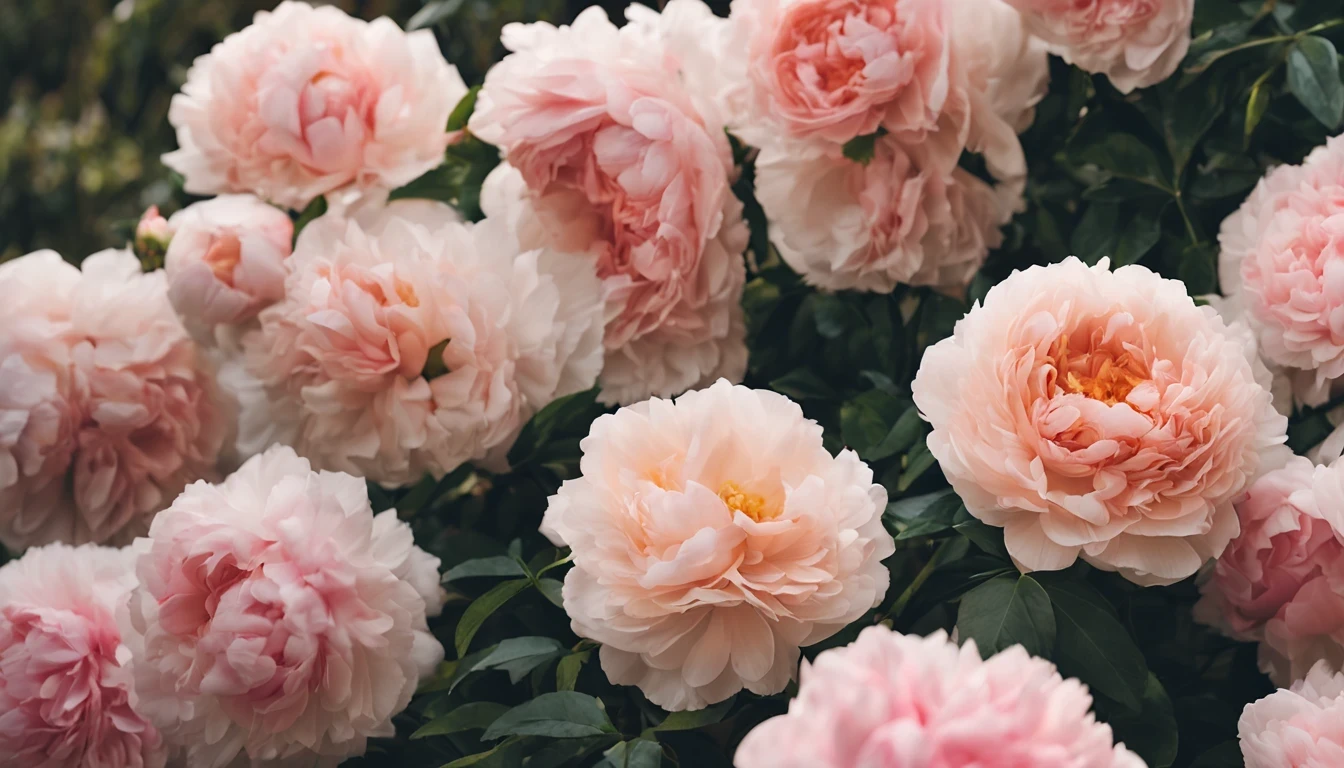There is a pretty girl "Grace Kelly", em um vestido de baile bege, in a place where there are many pink and white roses growing on a bush, Roses in cinematic light, jardim de rosas, Flores enormes, belas flores crescendo, rosas-brambles, Rosas, beautiful aesthetics, belas flores grandes, incrivelmente bonita, Tons de rosa claro, com arbustos macios, brilho suave, belas flores, plena flor, flores florescendo, many peonies, muitas flores