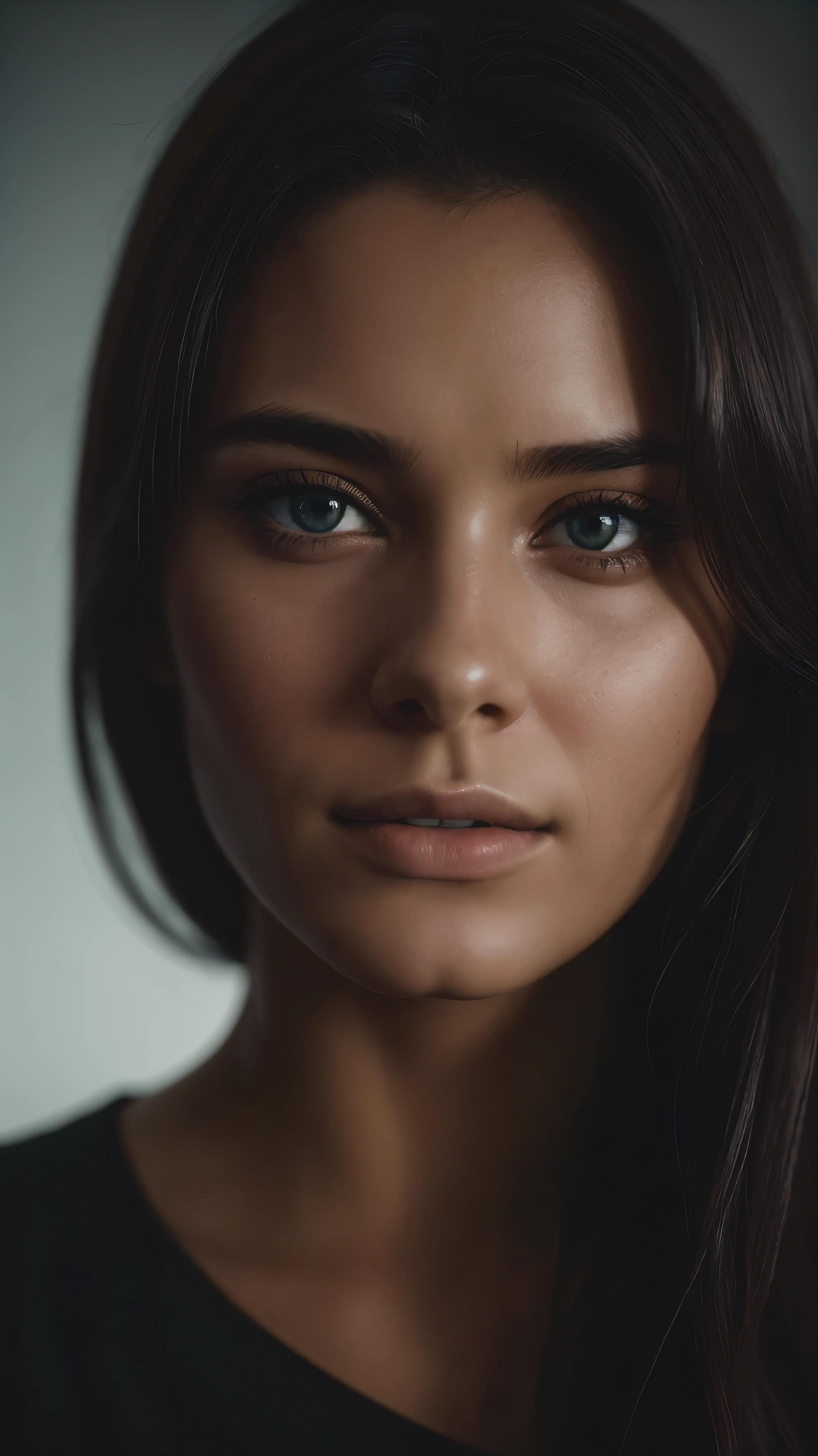 (close-up, editorial photograph of a 21 year old woman), (highly detailed face:1.4) (smile:0.7) (background inside dark, moody, private study:1.OV, by lee jeffries, nikon d850, film stock photograph ,4 kodak portra 400 ,camera f1.6 lens ,rich colors ,hyper realistic ,lifelike texture, dramatic lighting , cinestill 800,
