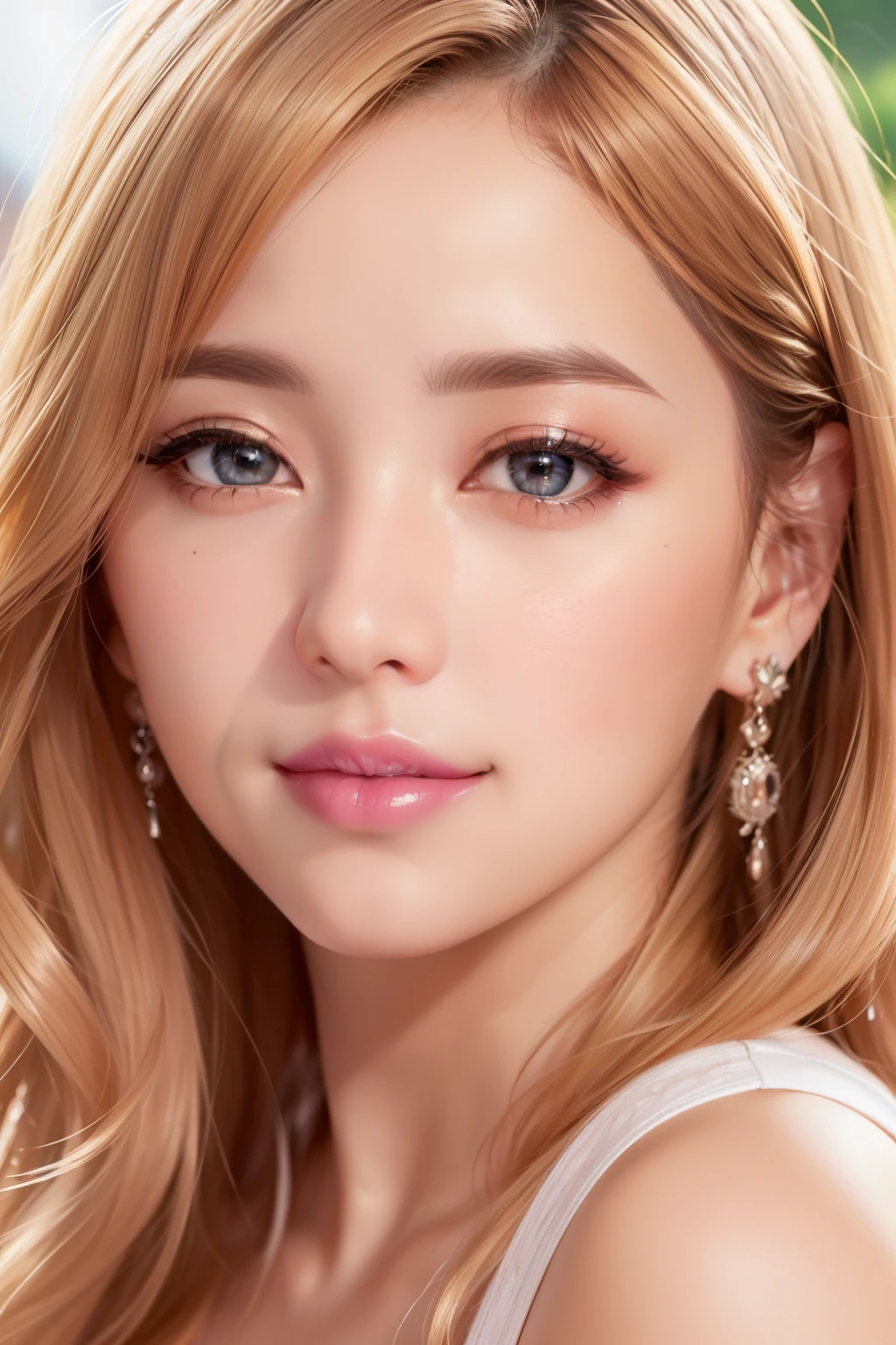 Completely naked Beautiful breasts nude Realistic, masterpiece, Highest quality, Highest Resolution, Japanese , 16 years old, Upper body photo, She narrowed her eyes.、Look at me with a shy smile, Laughing with your mouth open, Beautiful and detailed eye drawing, (Droopy eyes:1.3), Iris, Thin eyebrows, Draw eyelashes carefully, Small teeth visible, Gal Makeup, (Pink gold wavy hair, Medium Hair, middle part:1.3), (Hidden eyelid wrinkles:1.3), Beautiful breasts nude