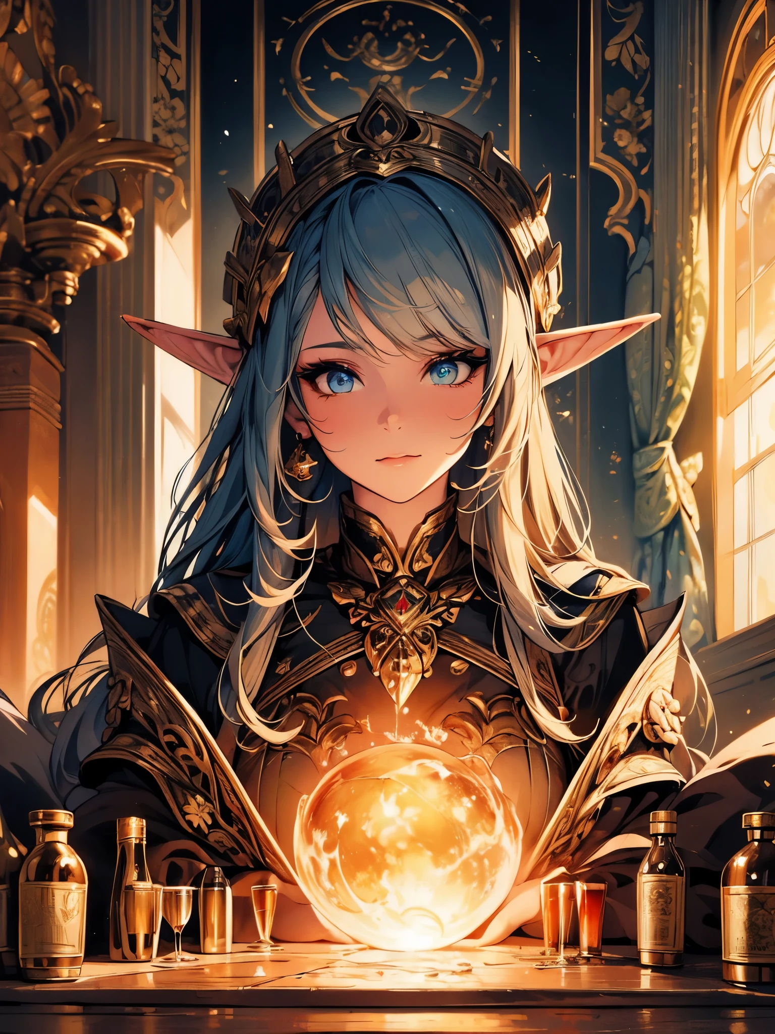 (((masterpiece))), best quality, hyper detailed gouache style painting portrait of a group of beautiful female elves, smooth shadows, hyper realistic textures, 8k, best quality, realistic cartoony features, stylized illustration, smooth shadows, correct anathomy, chromatic aberration, neon highlights, global warm lights, dynamic poses, expressive facial expressions