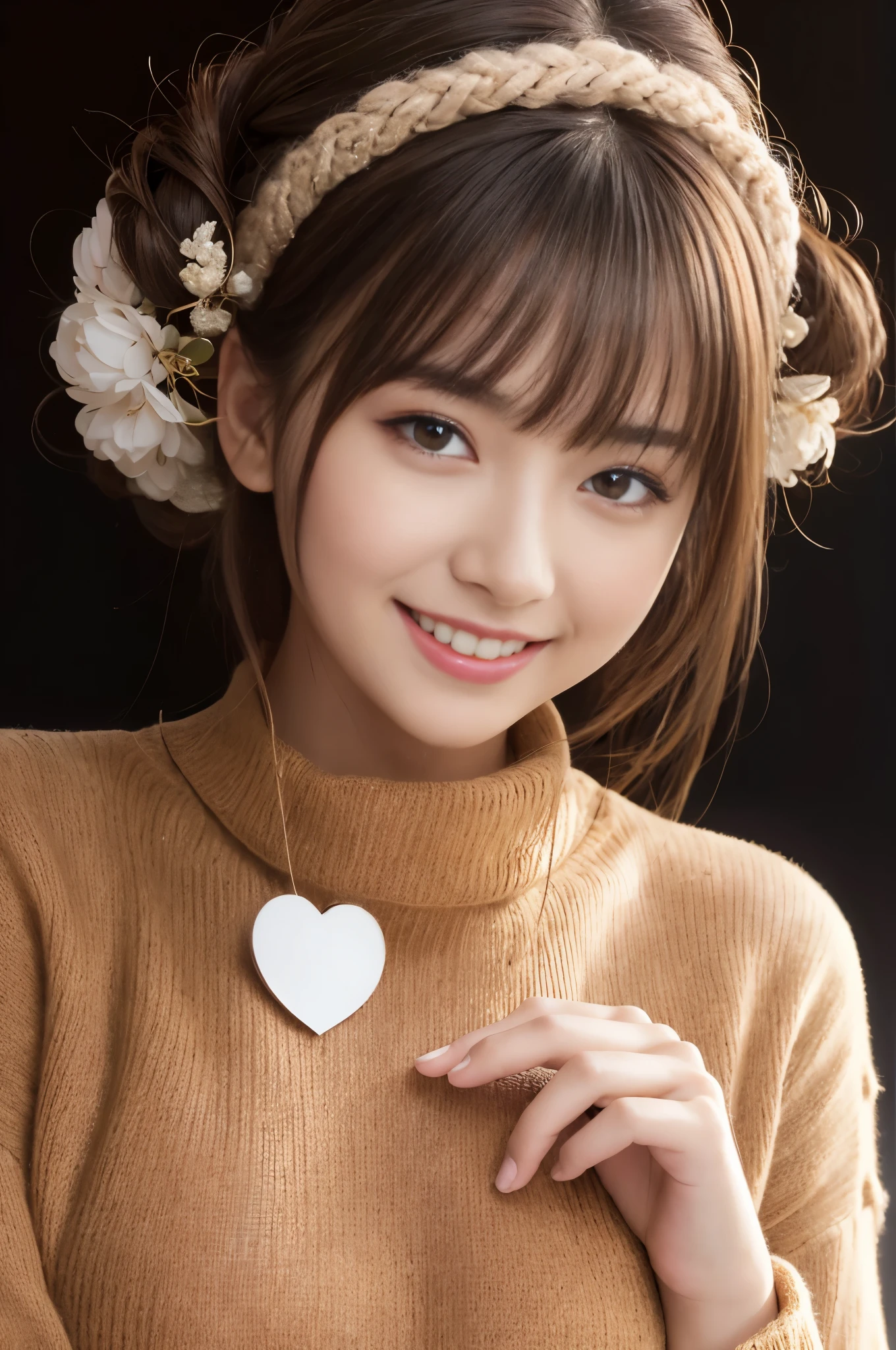 ((1 woman,1 female)),((((brown high neck sweater,)))),,natural makeup, long hair、long medium、Medium hairy pussy、looking at camera,young face,smile,Big smilee,Happy smilee,look at me,face is close,look at me,,hairy pussy,slim,big boobs,,emphasize the fullness of the chest,Ultra-fine,beautiful hairy pussyl,transparent pictures,Detailed introduction about Japan'the most beautiful face,See here,perfect fingers,perfect face,detailed background,Fair skin, Glossy skin,,perfect fingers,detailed background,highest quality,ultra high resolution,perfect anatomy,High-definition RAW color photo,professional photos, very delicate, very detailed,small details, huge file size,best image quality,8K,Award-winning work,pieces fly,professional photos撮影