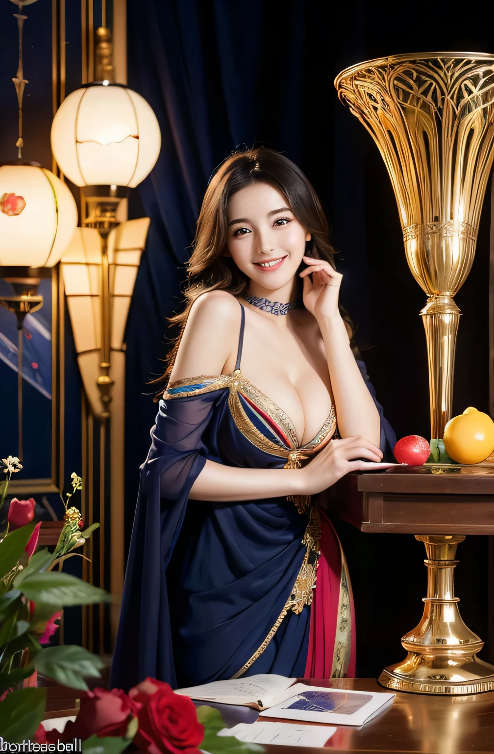 Rubik's Square,Geometry,stain glass,12 zodiac signs,Vigée Leblanc style,Math、Astronomical utensils,astronault,Roses in a vase,fruits,cute little,A smile,Ancient Greek costumes,Paintings by Sandro Botticelli,Costume with stretched shoulders,huge smile,large full breasts,Ecstasy expression,A sexy,Beautiful bare skin,Cute smile