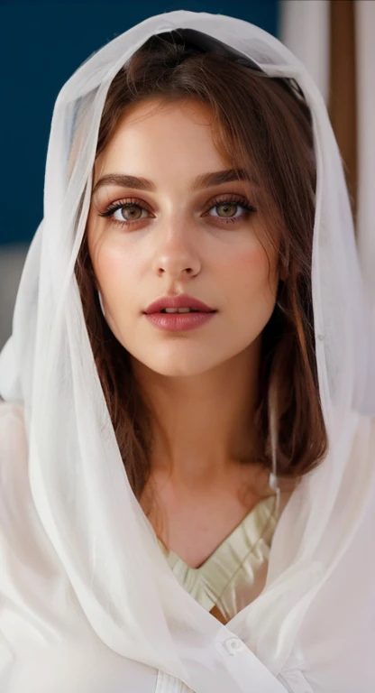 Wavy brown hair, (RAW photo, realism: 1.8), (very dark lip gloss, jet black lipstick, many eyelashes, dark black eye shadow, shy, blushing, high quality, high resolution, depth of field, chromatic aberration, caustic, wide light, natural colors, 30 year old woman), necklaces, chokers, earrings, bracelets, wear many accessories, very soft large breasts, style A good woman,  The sexiest underwear in my life, the bra is so small that the areola sticks out, the areola is big, the breasts are about to spill out of the bra, the bra is about to burst, the transparent white shirt, the breasts The shape of the tip is clearly visible, the whole body, beautiful skin,  beautiful legs, lots of exposure, very  line, body that looks delicious, lips that make you want to kiss, bed, scruffy futon, sexy pose, wide open crotch, visible private area