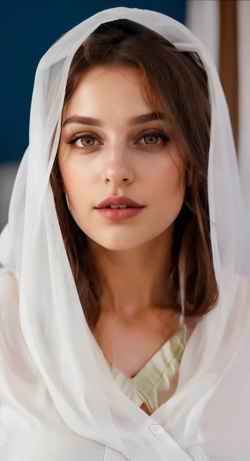 Wavy brown hair, (RAW photo, realism: 1.8), (very dark lip gloss, jet black lipstick, many eyelashes, dark black eye shadow, shy, blushing, high quality, high resolution, depth of field, chromatic aberration, caustic, wide light, natural colors, 30 year old woman), necklaces, chokers, earrings, bracelets, wear many accessories, very soft large breasts, style A good woman, The sexiest underwear in my life, the bra is so small that the areola sticks out, the areola is big, the breasts are about to spill out of the bra, the bra is about to burst, the transparent white shirt, the breasts The shape of the tip is clearly visible, the whole body, beautiful skin, beautiful legs, lots of exposure, very line, body that looks delicious, lips that make you want to kiss, bed, scruffy futon, sexy pose, wide open crotch, visible private area