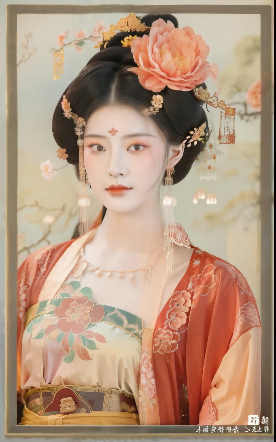 a close up of a woman with a flower in her hair, a beautiful fantasy empress, ancient chinese princess, ((a beautiful fantasy empress)), palace ， a girl in hanfu, inspired by Lan Ying, chinese empress, ancient asian dynasty princess, beautiful character painting, ancient china art style, inspired by Qiu Ying, chinese princess, beautiful render of tang dynasty