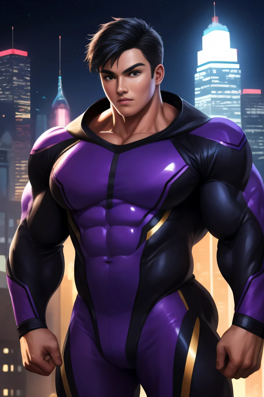 A tall muscular boy , Naked , Legs spread , impact , Sweaty , Wet , Seductive , Bigboobs , large bulge , big balls , look from down , From the knees , big assa,(The whole body of the character)mechs,punky style