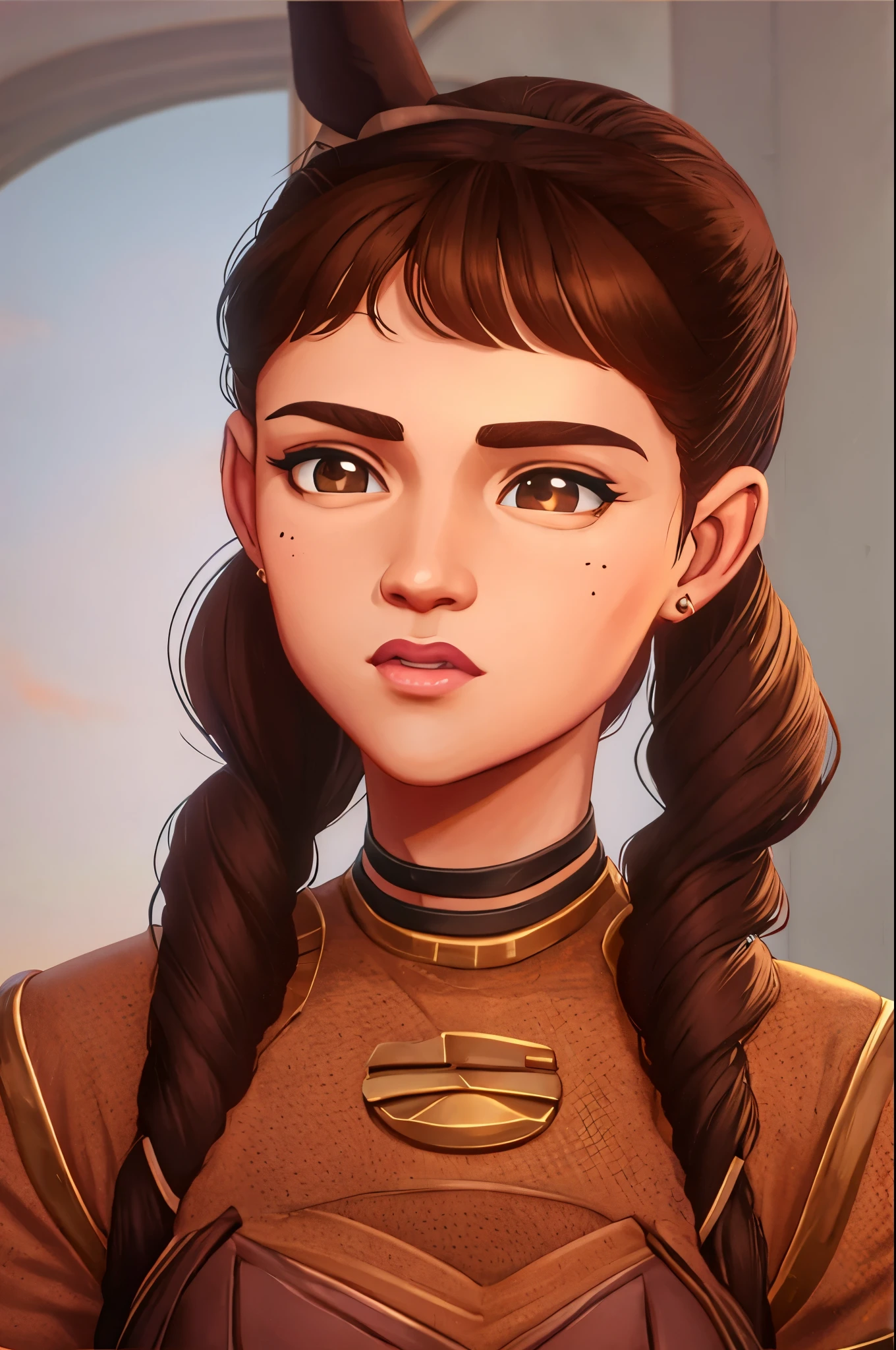 Ariana Grande brown hair in arcane retrato