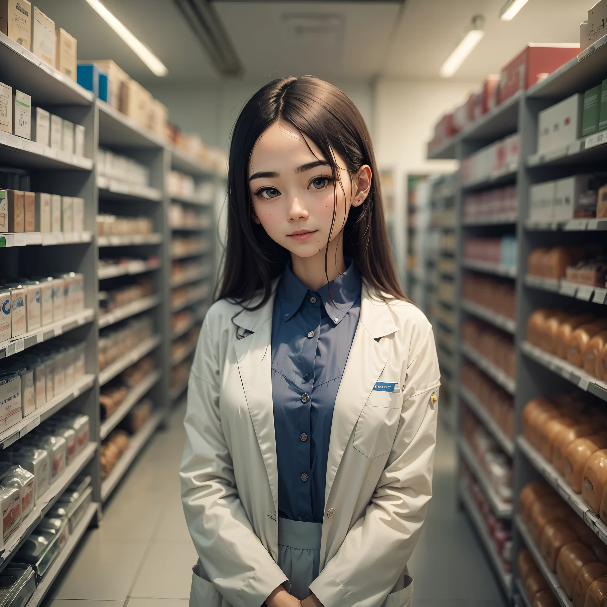 nutritionist in lab coat with human face looking at camera  --auto --s2