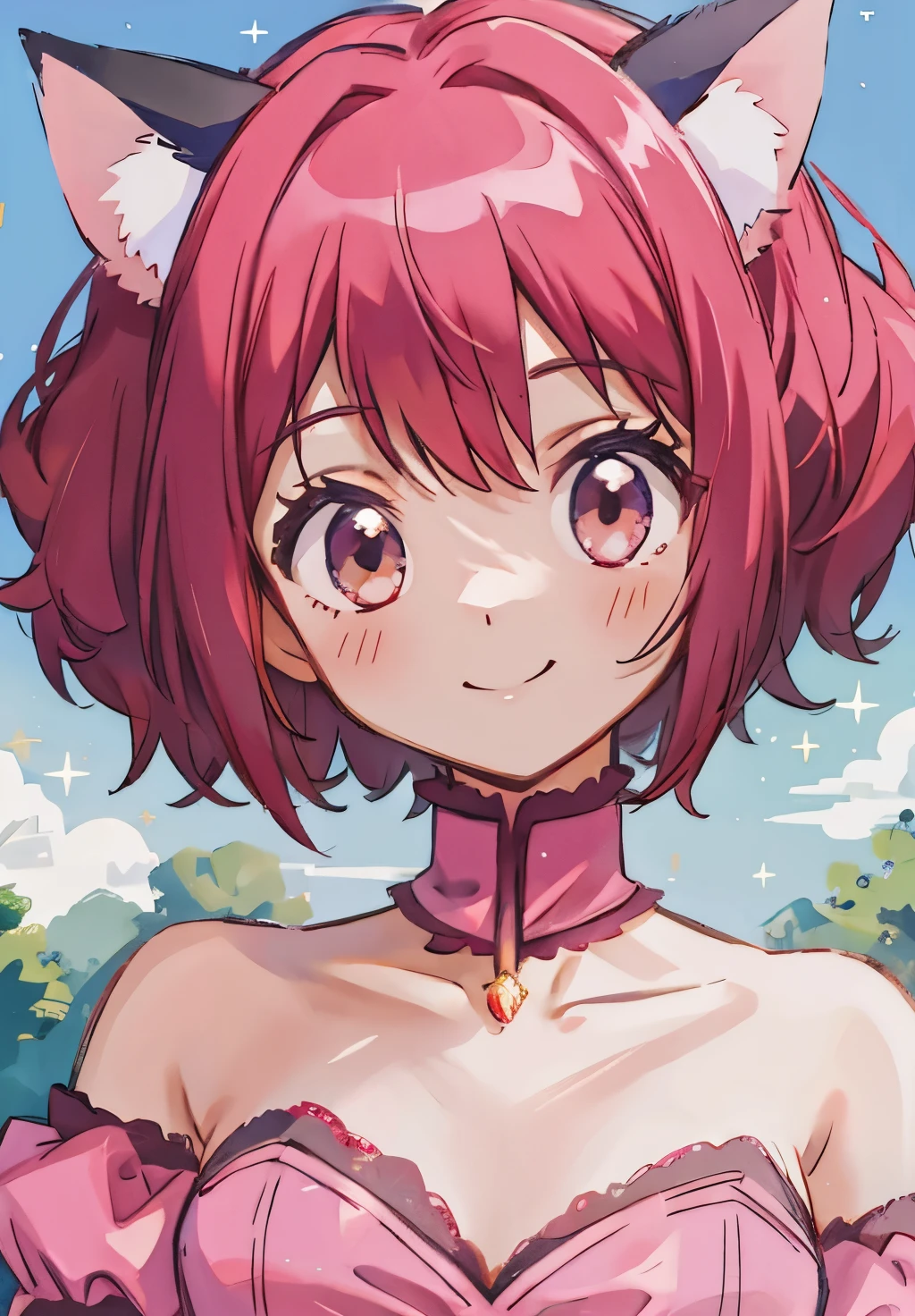 TMM_Ichigo_Momomiya, 1girl, solo, smile, portrait,, (magical, magnificent, masterpiece:1.3)